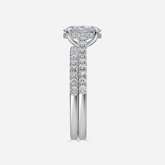 Aisha Platinum Pavé Band Bridal Set Engagement Ring