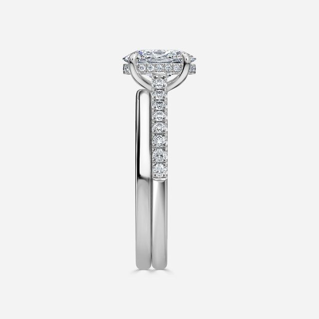 Aisha Platinum Plain Band Bridal Set Engagement Ring