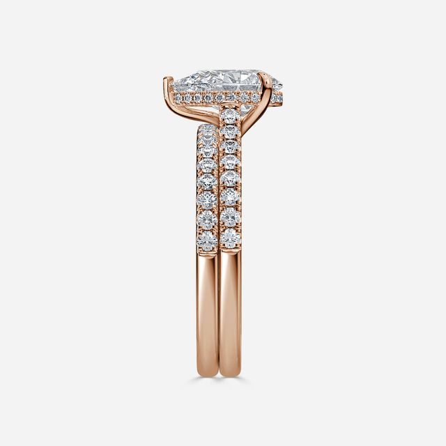 Aisha Rose Gold Pavé Band Bridal Set Engagement Ring