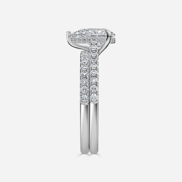 Aisha Platinum Pavé Band Bridal Set Engagement Ring