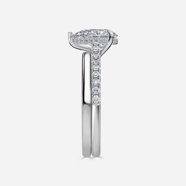 Aisha Platinum Plain Band Bridal Set Engagement Ring