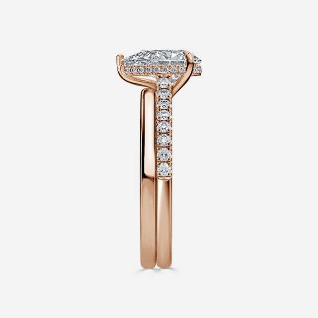 Aisha Rose Gold Plain Band Bridal Set Engagement Ring