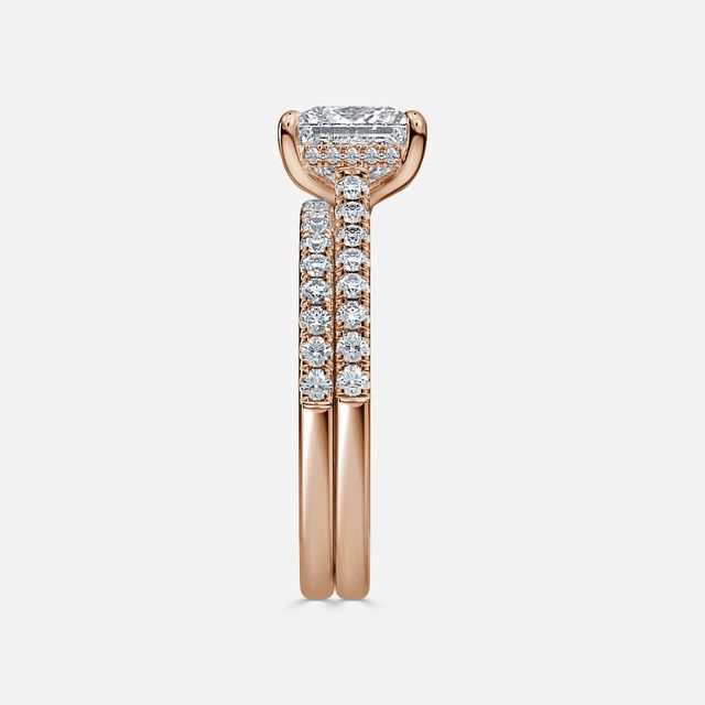 Aisha Rose Gold Pavé Band Bridal Set Engagement Ring