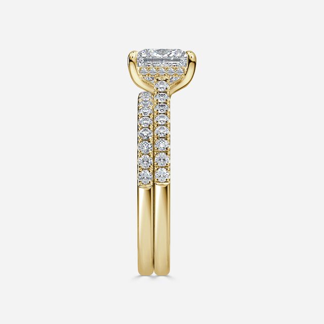 Aisha Yellow Gold Pavé Band Bridal Set Engagement Ring