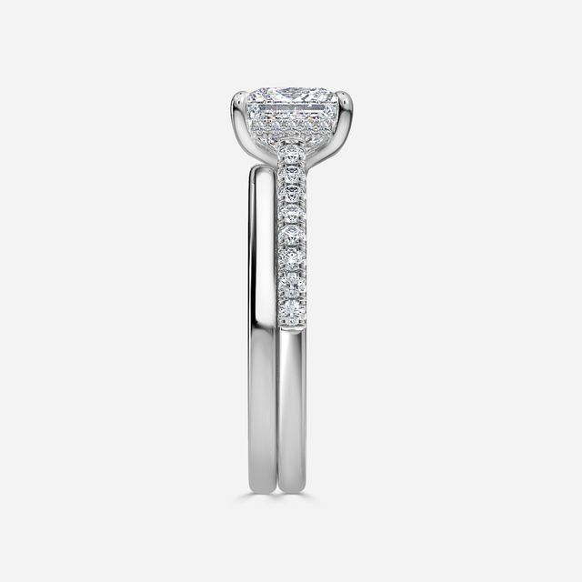 Aisha White Gold Plain Band Bridal Set Engagement Ring