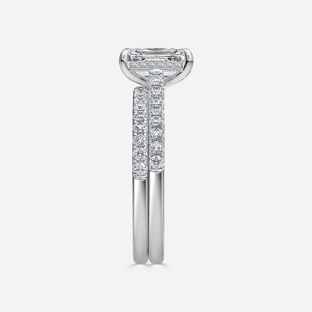 Aisha Platinum Pavé Band Bridal Set Engagement Ring