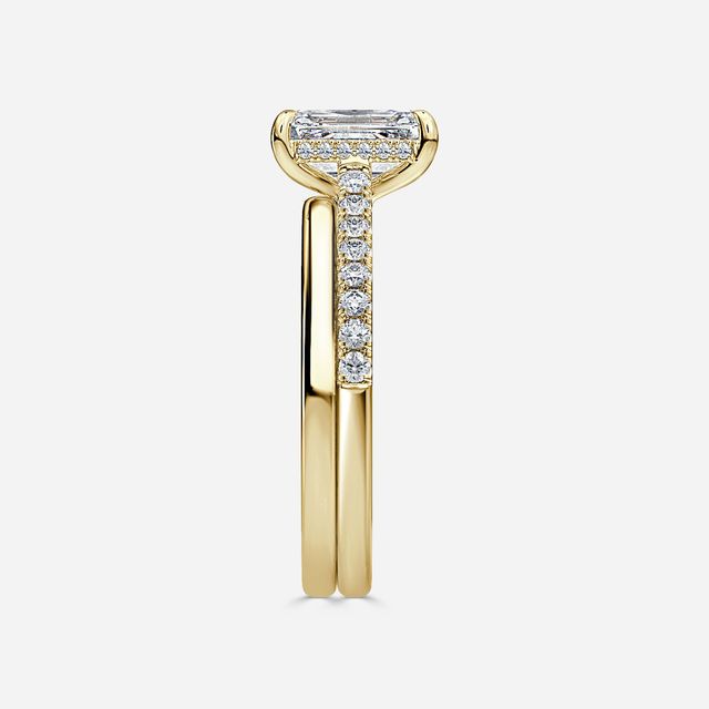 Aisha Yellow Gold Plain Band Bridal Set Engagement Ring