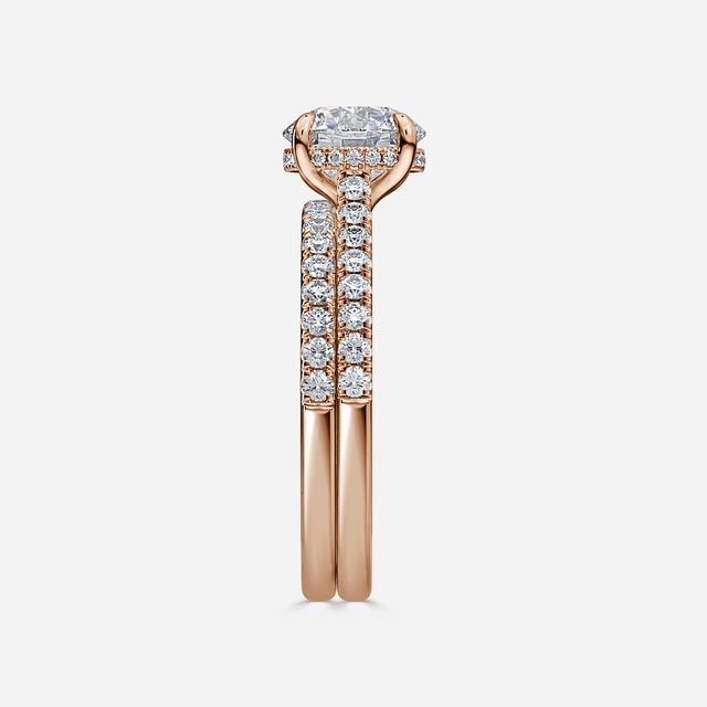 Aisha Rose Gold Pavé Band Bridal Set Engagement Ring