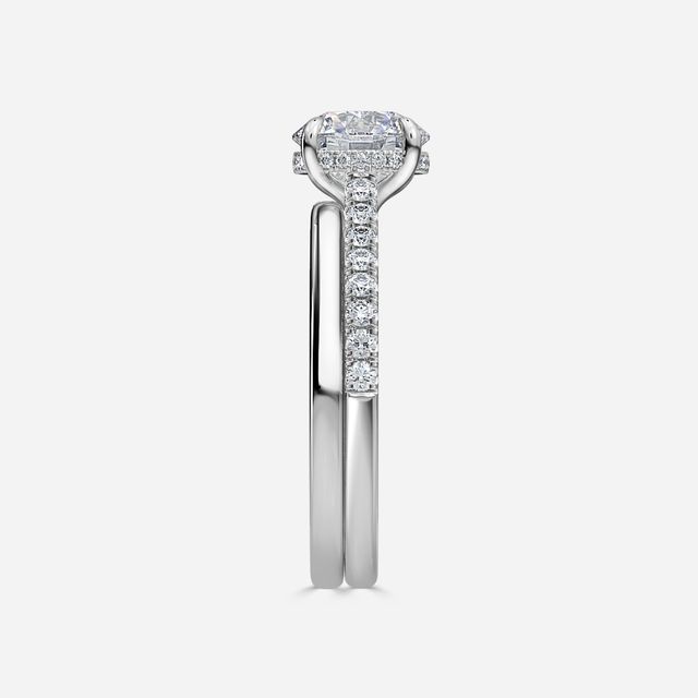 Aisha White Gold Plain Band Bridal Set Engagement Ring