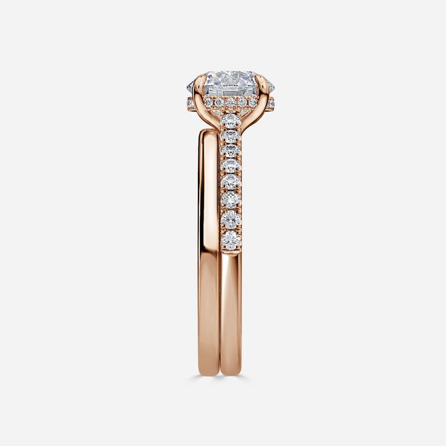 Aisha Rose Gold Plain Band Bridal Set Engagement Ring