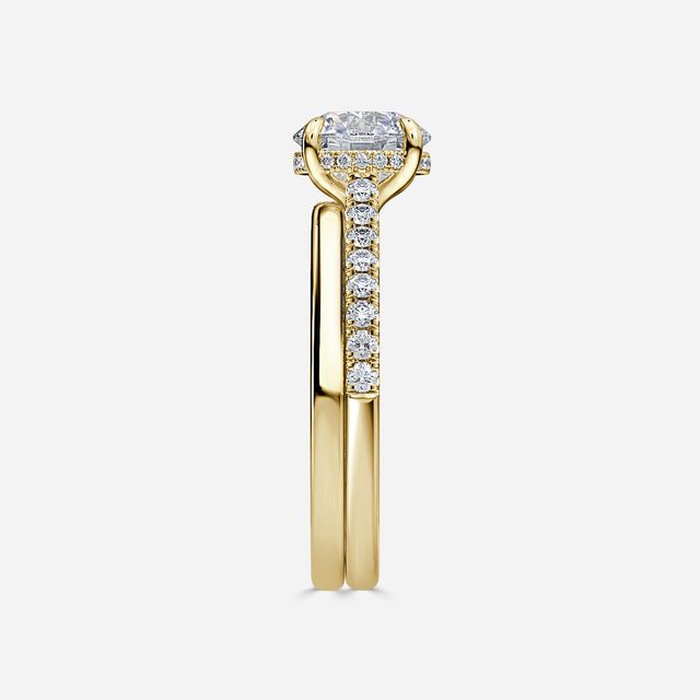 Aisha Yellow Gold Plain Band Bridal Set Engagement Ring