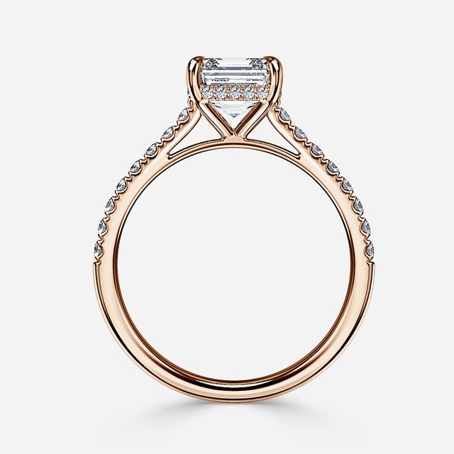 Aisha Rose Gold Pavé Band Bridal Set Engagement Ring