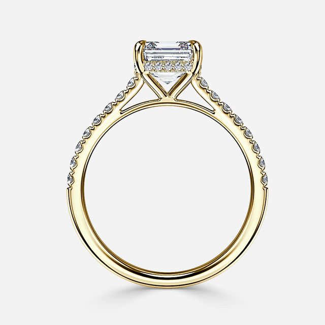 Aisha Yellow Gold Pavé Band Bridal Set Engagement Ring