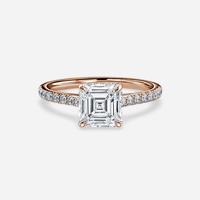 Aisha Rose Gold Pavé Band Bridal Set Engagement Ring