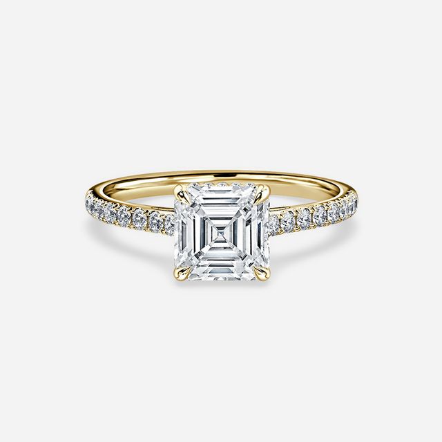 Aisha Yellow Gold Pavé Band Bridal Set Engagement Ring