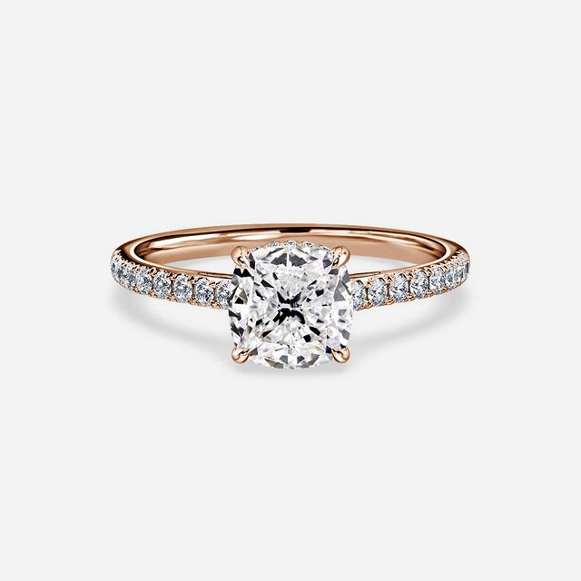 Aisha Rose Gold Pavé Band Bridal Set Engagement Ring