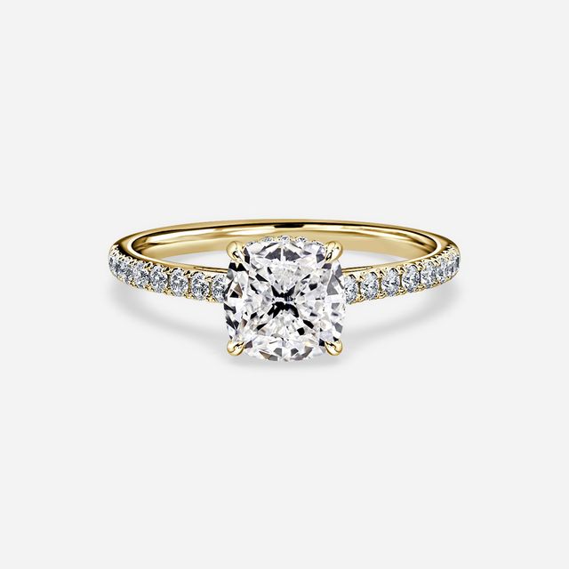 Aisha Yellow Gold Plain Band Bridal Set Engagement Ring