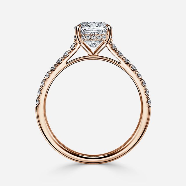 Aisha Rose Gold Pavé Band Bridal Set Engagement Ring