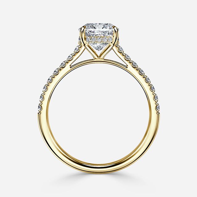 Aisha Yellow Gold Plain Band Bridal Set Engagement Ring