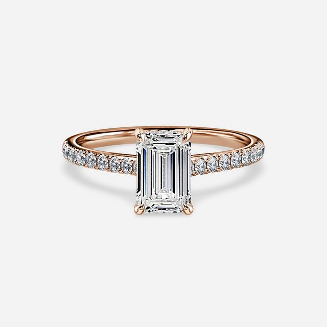 Aisha Rose Gold Pavé Band Bridal Set Engagement Ring