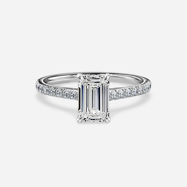 Aisha White Gold Pavé Band Bridal Set Engagement Ring