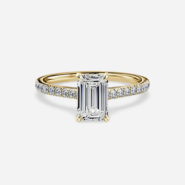 Aisha Yellow Gold Plain Band Bridal Set Engagement Ring
