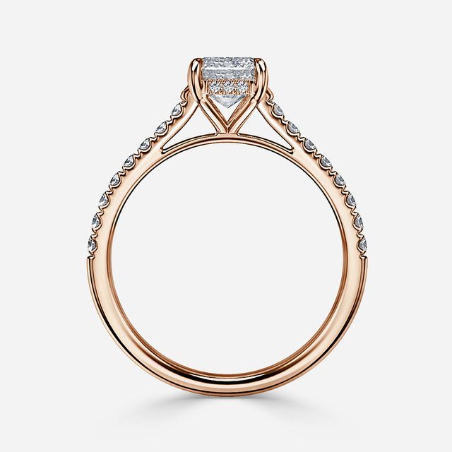 Aisha Rose Gold Pavé Band Bridal Set Engagement Ring