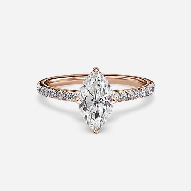 Aisha Rose Gold Pavé Band Bridal Set Engagement Ring