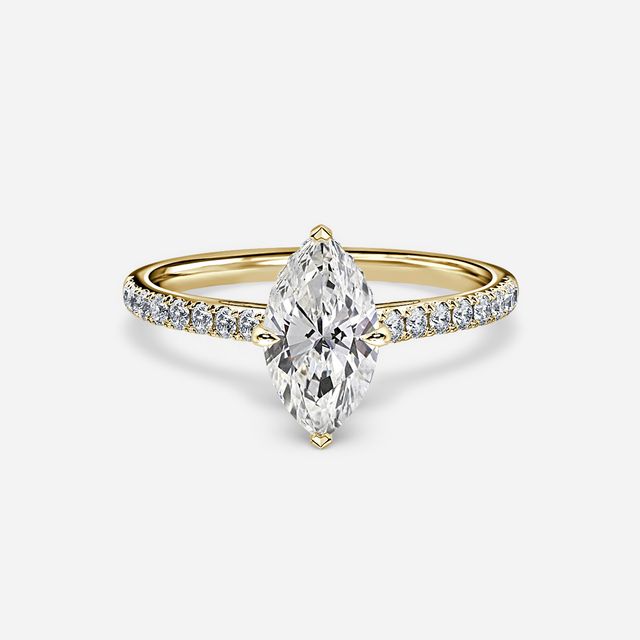 Aisha Yellow Gold Pavé Band Bridal Set Engagement Ring