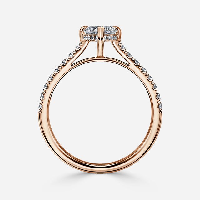 Aisha Rose Gold Pavé Band Bridal Set Engagement Ring