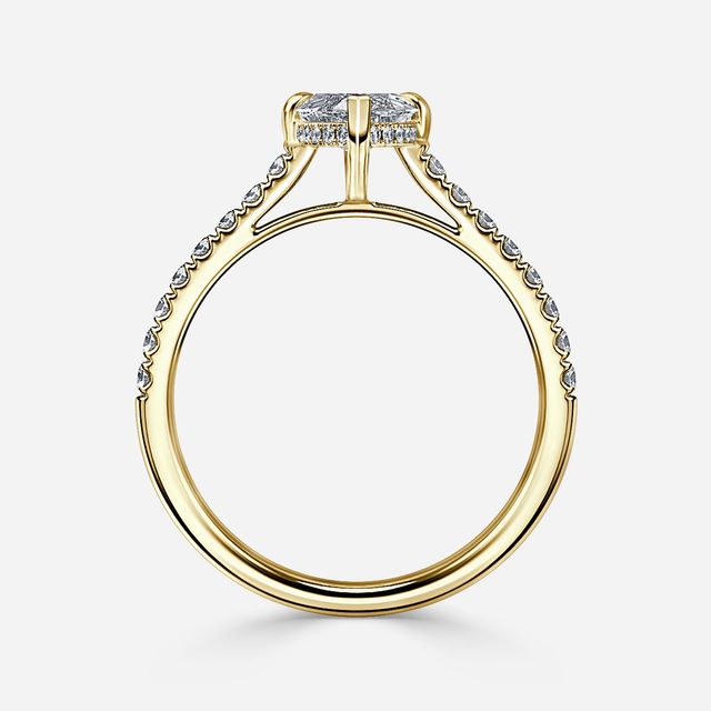Aisha Yellow Gold Pavé Band Bridal Set Engagement Ring