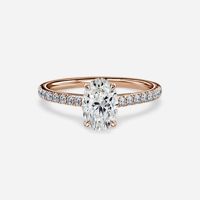 Aisha Rose Gold Pavé Band Bridal Set Engagement Ring