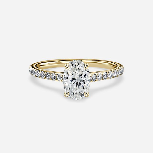 Aisha Yellow Gold Pavé Band Bridal Set Engagement Ring