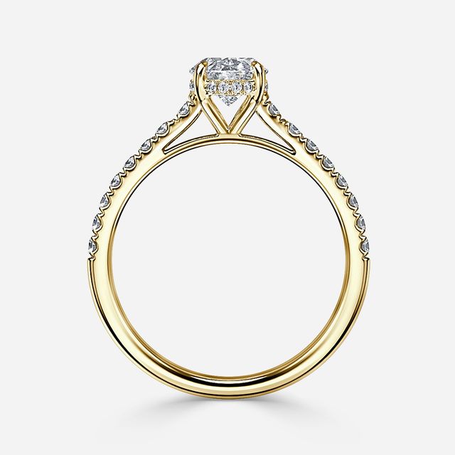 Aisha Yellow Gold Pavé Band Bridal Set Engagement Ring