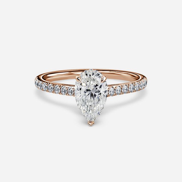 Aisha Rose Gold Pavé Band Bridal Set Engagement Ring