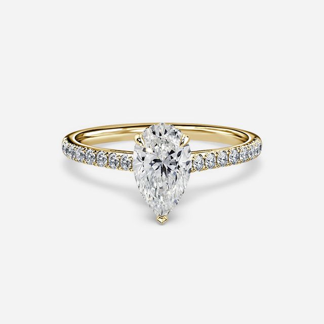 Aisha Yellow Gold Plain Band Bridal Set Engagement Ring