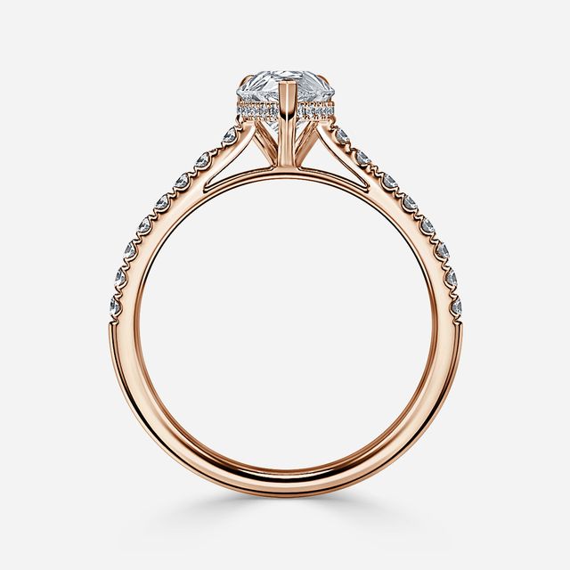Aisha Rose Gold Pavé Band Bridal Set Engagement Ring