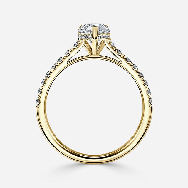 Aisha Yellow Gold Plain Band Bridal Set Engagement Ring