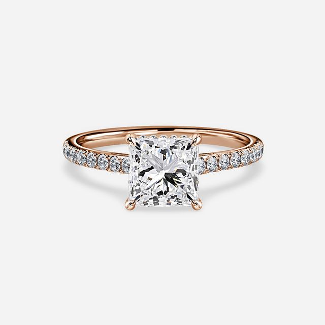 Aisha Rose Gold Pavé Band Bridal Set Engagement Ring