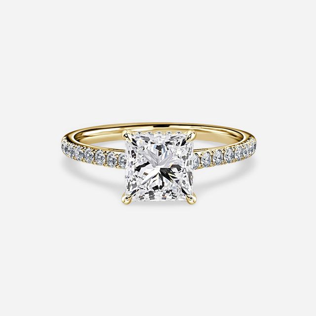 Aisha Yellow Gold Pavé Band Bridal Set Engagement Ring