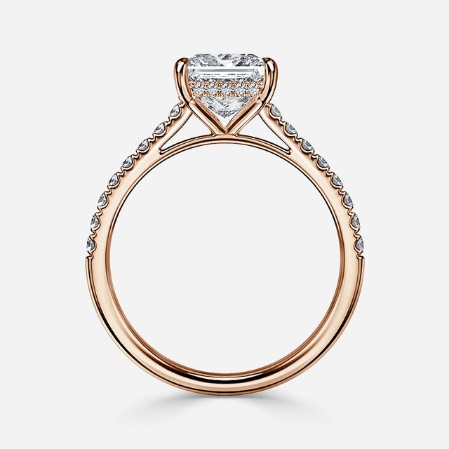 Aisha Rose Gold Pavé Band Bridal Set Engagement Ring