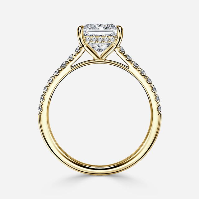 Aisha Yellow Gold Pavé Band Bridal Set Engagement Ring
