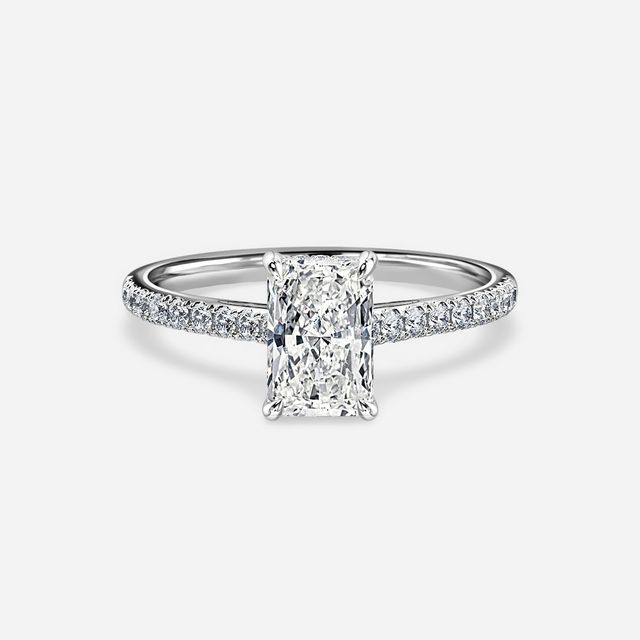 Aisha Platinum Pavé Band Bridal Set Engagement Ring