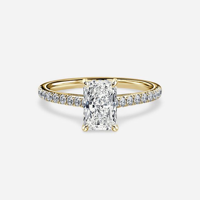 Aisha Yellow Gold Pavé Band Bridal Set Engagement Ring
