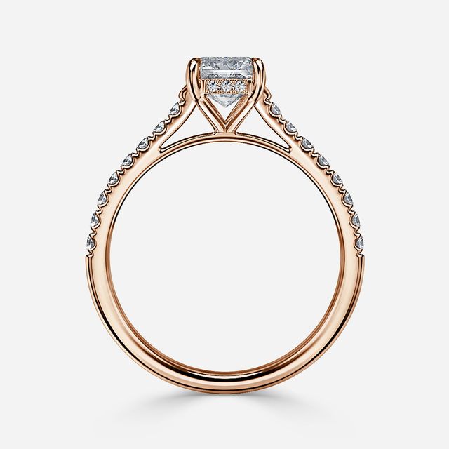 Aisha Rose Gold Pavé Band Bridal Set Engagement Ring