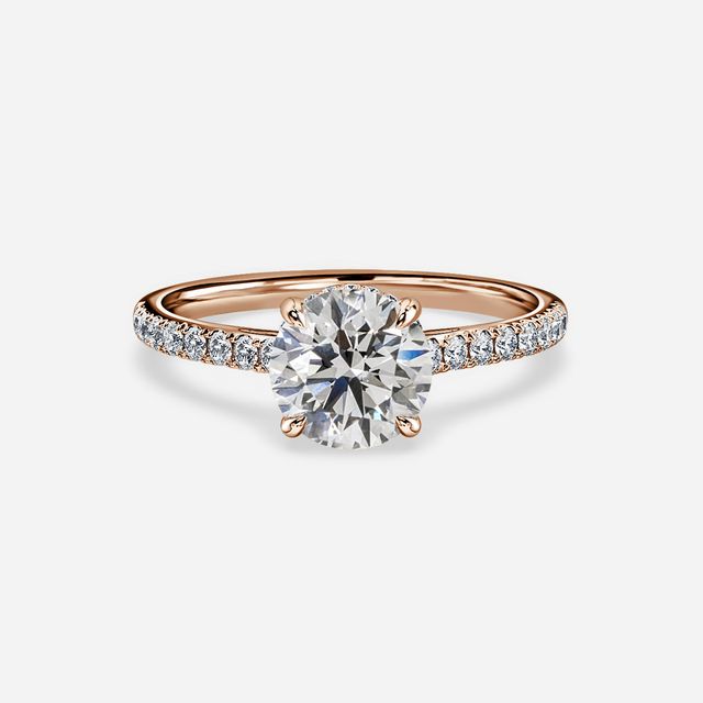Aisha Rose Gold Pavé Band Bridal Set Engagement Ring