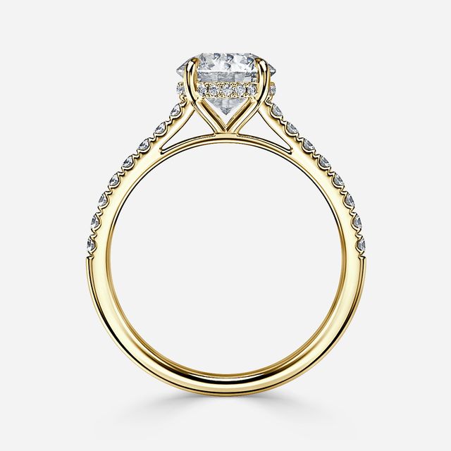 Aisha Yellow Gold Plain Band Bridal Set Engagement Ring