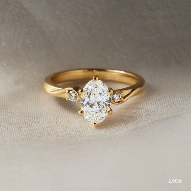 Alani Yellow Gold Three Stone Twisted Band Engagement Ring