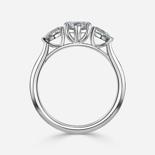 Amaya Platinum Pear Shape Wedfit Trilogy Engagement Ring
