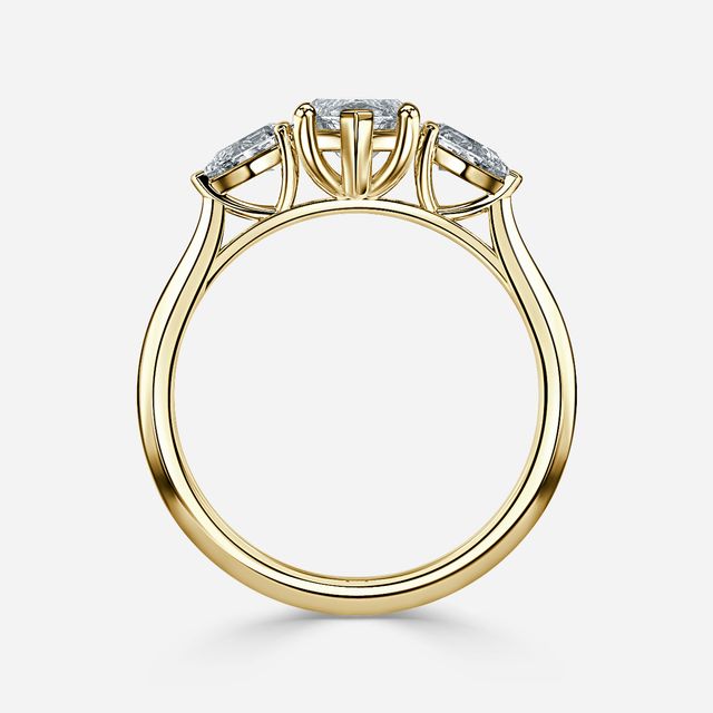Amaya Yellow Gold Pear Shape Wedfit Trilogy Engagement Ring